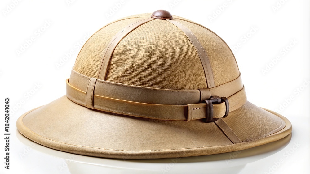 Fototapeta premium Pith helmet isolated on white background, macro image