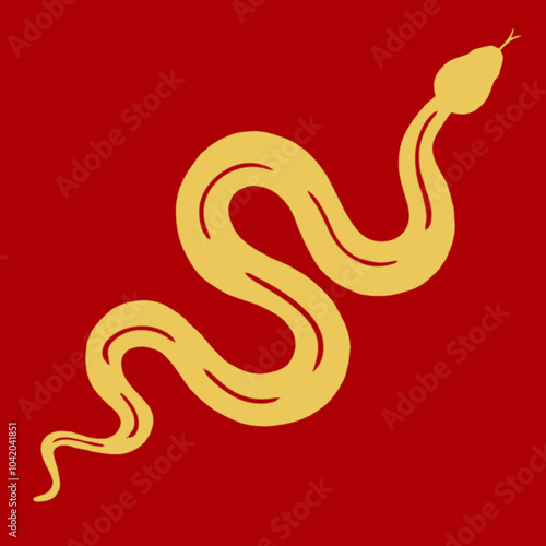 Wallpaper Mural This image shows a golden snake symbolizing the Year of the Snake in Chinese zodiac. It reflects wisdom, transformation, and prosperity on a vibrant red background. Torontodigital.ca