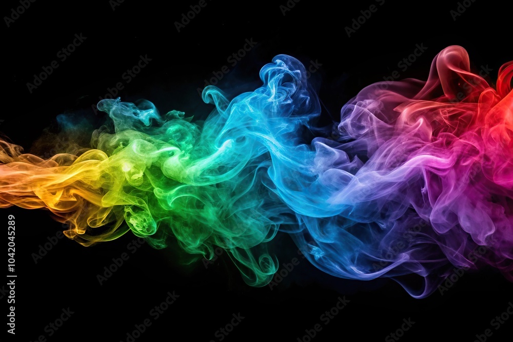 Fototapeta premium Colorful smoky lines on dark background