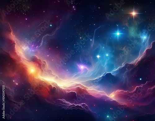 cosmic background nebula with stardust and shining stars