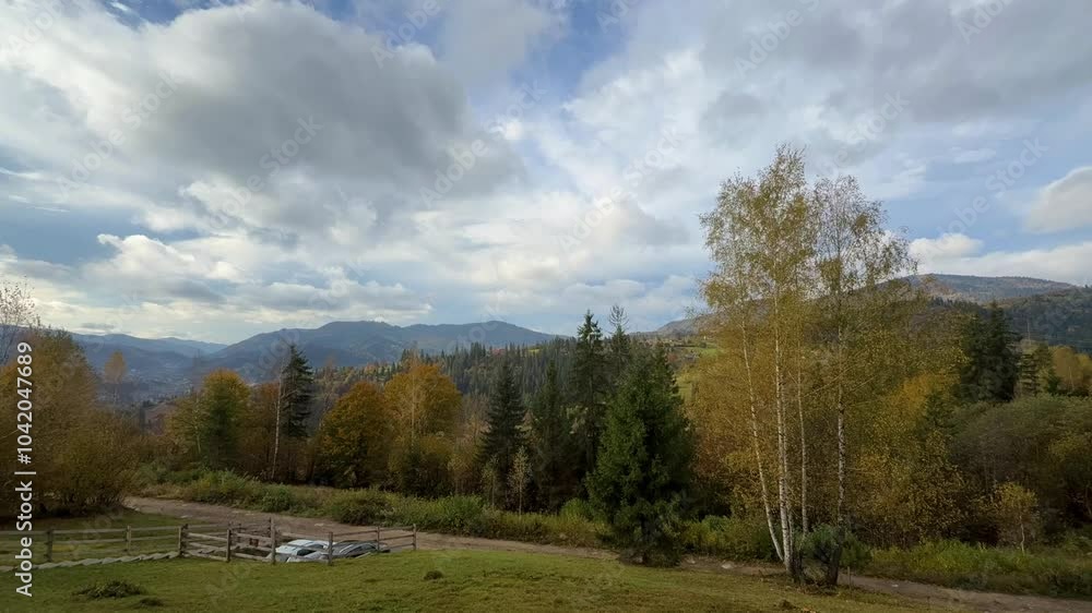 The landscape of Carpathian Mountains in the sunny weather. Perfect weather condition in the autumn season The landscape of Carpathian Mountains in the sunny weather. Perfect weather condition in the autumn season