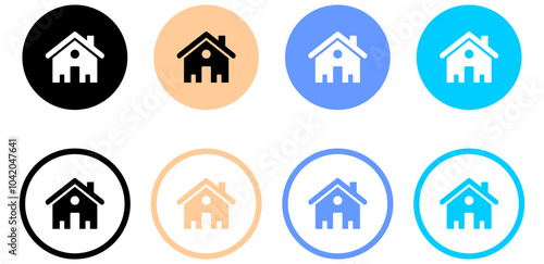 Web home icon for apps and websites, House icon, Home sign in circle or Main page icon.