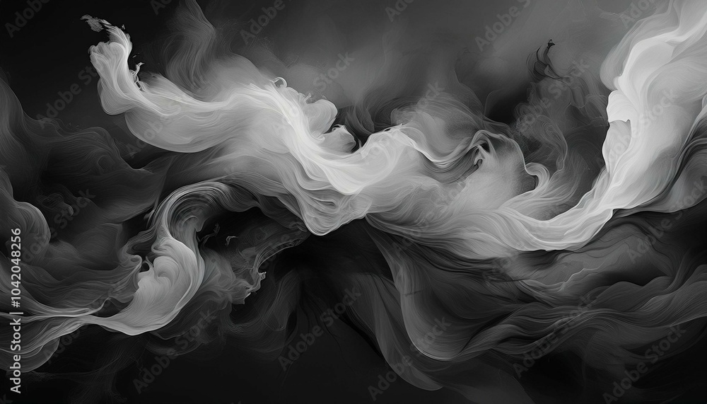 Fototapeta premium gray smoke on black color abstract watercolor background