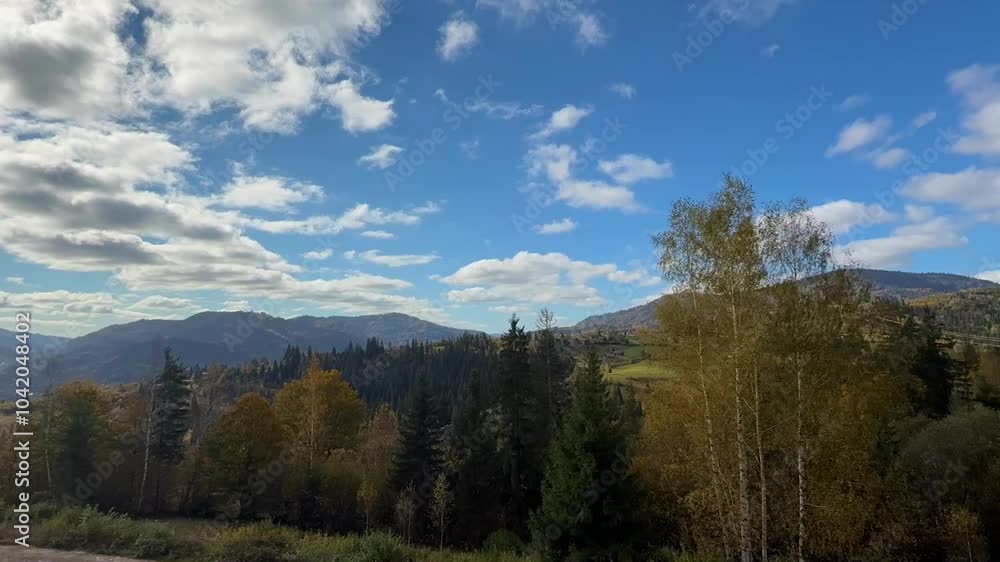 The landscape of Carpathian Mountains in the sunny weather. Perfect weather condition in the autumn season The landscape of Carpathian Mountains in the sunny weather. Perfect weather condition in the autumn season