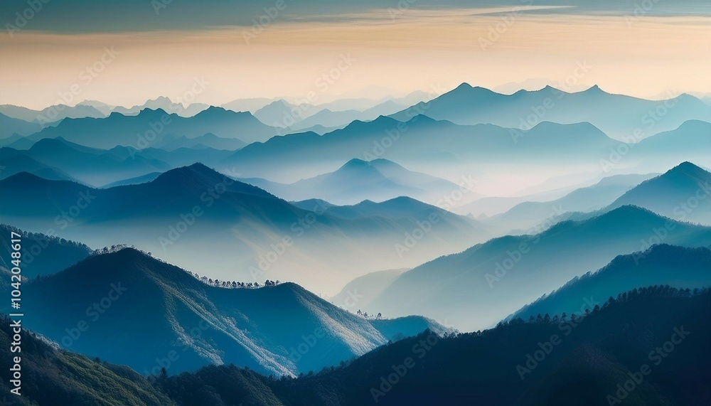 Fototapeta premium landscape layers mountains in haze