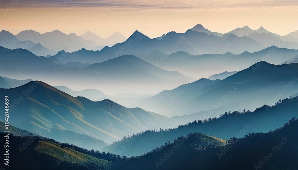 Fototapeta premium landscape layers mountains in haze