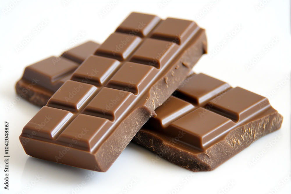 Decadent Dark Chocolate Bars on White Background Decadent Dark Chocolate Bars on White Background