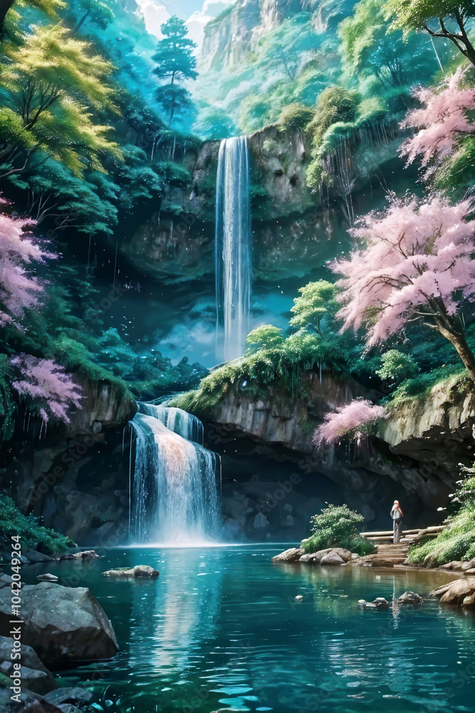Naklejka premium waterfall in the forest