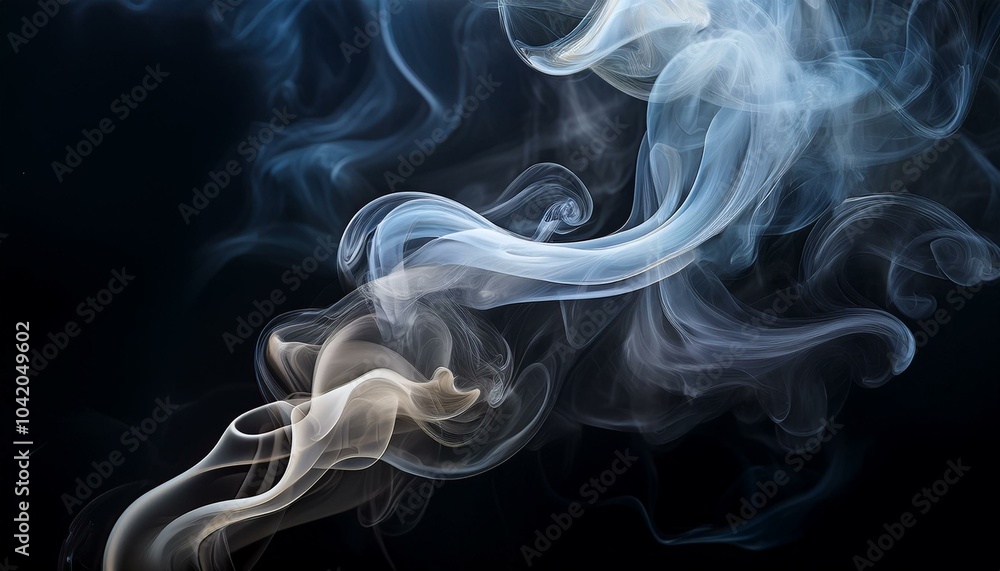 Abstract smoke swirls floating on a dark background, depicting a sense of mystery or creativity. Generative AI Abstract smoke swirls floating on a dark background, depicting a sense of mystery or creativity. Generative AI