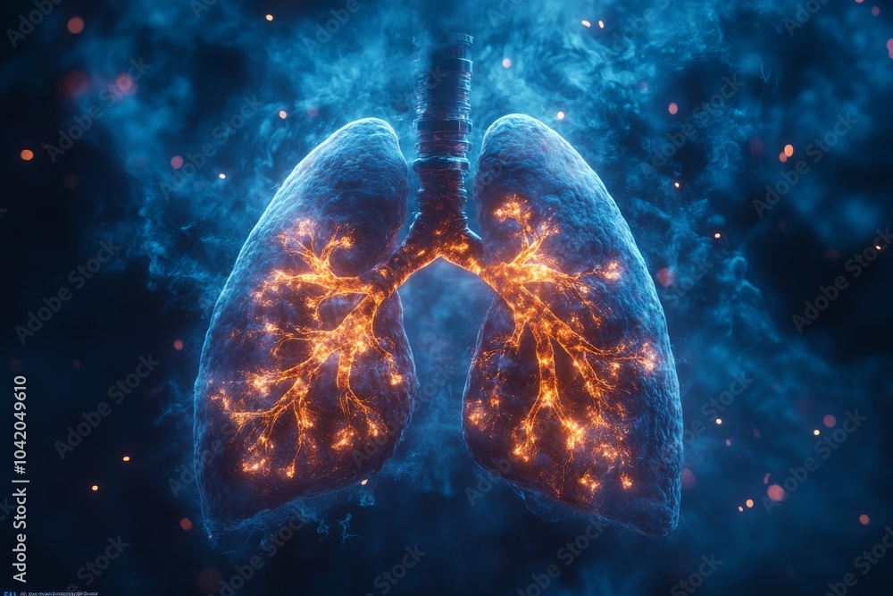 lungs damaged by vaping, emphasizing the harmful effects of e-cigarettes. Generative AI