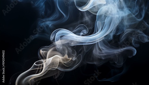 Abstract smoke swirls floating on a dark background, depicting a sense of mystery or creativity. Generative AI