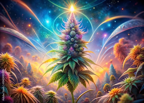 Wallpaper Mural Surreal Blooming Cannabis Plant - Medical Marijuana as Herbal Alternative Medicine Torontodigital.ca