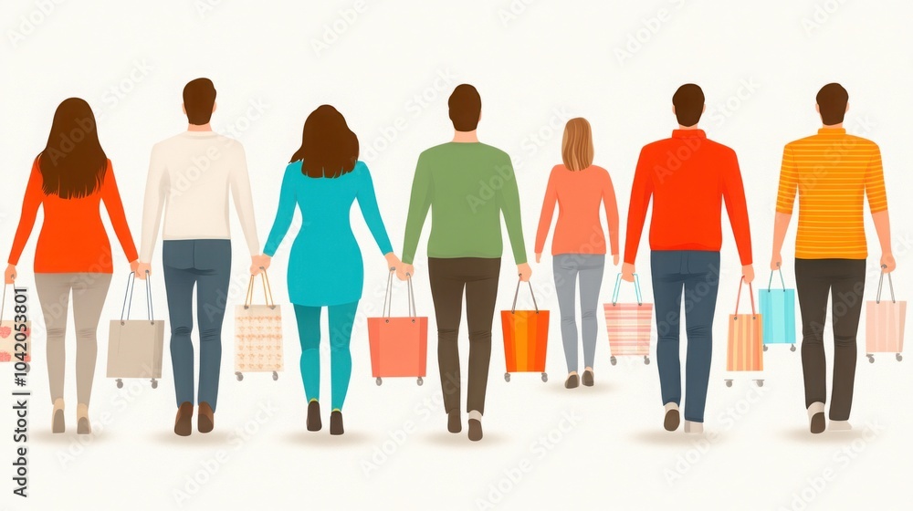 Fototapeta premium People Shopping Together in a Mall Setting