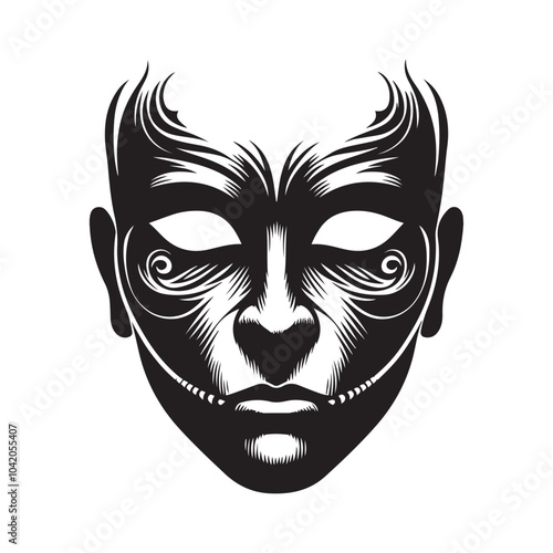 Face Mask silhouette vector  black color white background 