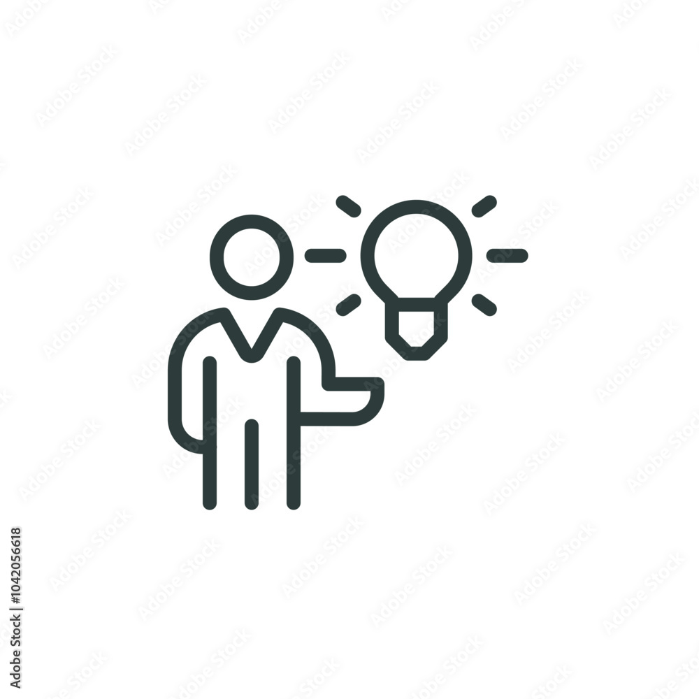 Creative idea, innovation solution, fact, tip, outline icon. Line sign glowing light bulb in hands. Vector isolated pictograms for web and app on white background editable stroke. Creative idea, innovation solution, fact, tip, outline icon. Line sign glowing light bulb in hands. Vector isolated pictograms for web and app on white background editable stroke.