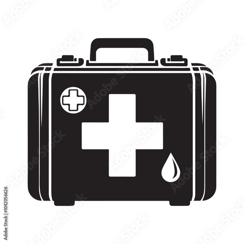 First Aid Kit silhouette vector  black color white background 