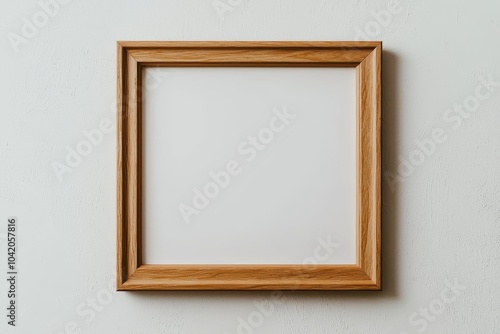 Minimalist Wooden Frame on Textured White Wall - Clean Design for Art Display and Mockup Concept