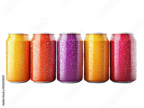 Vibrant gradient cans with water droplets