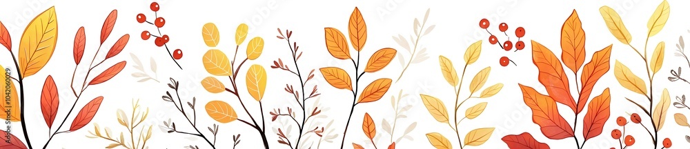 autumn leaves and berries border pattern autumn leaves and berries border pattern