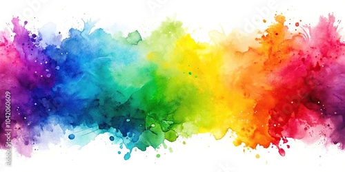 Colorful watercolor splashes border