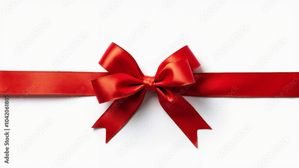 Glossy Red Christmas Ribbon on White: Festive Design Element for Holiday Marketing and Seasonal Promotions Glossy Red Christmas Ribbon on White: Festive Design Element for Holiday Marketing and Seasonal Promotions