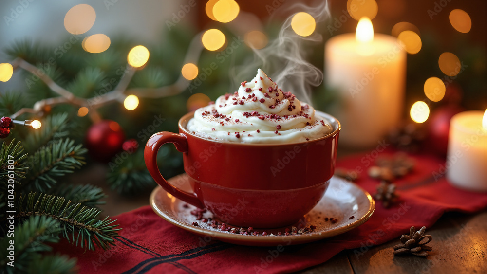 Festive Hot Cocoa Scene: Cozy Holiday Atmosphere for Christmas Marketing, Seasonal Recipes, and Warm Gatherings Festive Hot Cocoa Scene: Cozy Holiday Atmosphere for Christmas Marketing, Seasonal Recipes, and Warm Gatherings