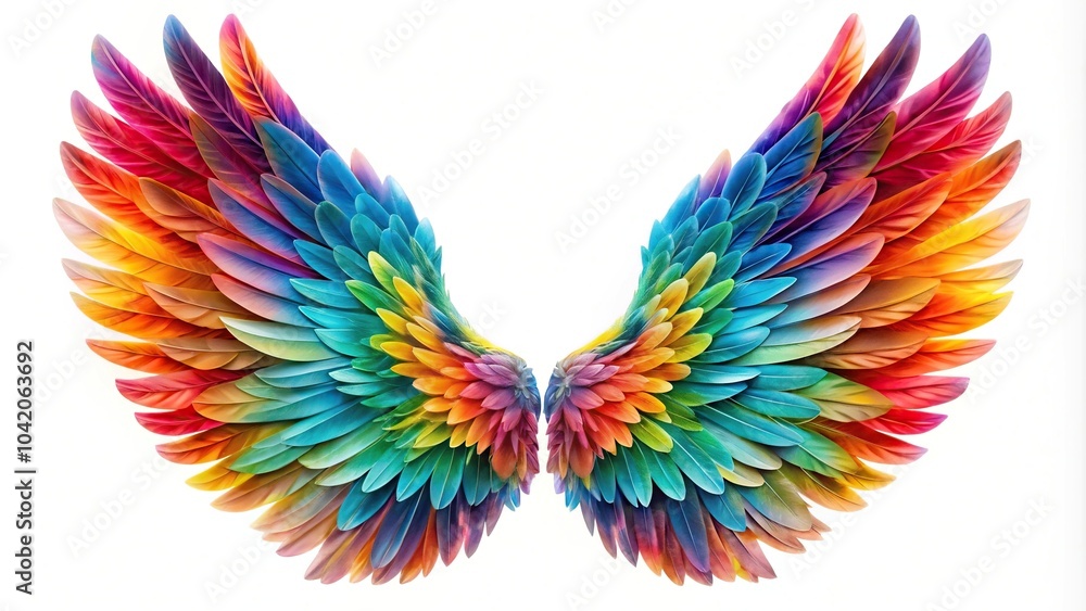Obraz premium Colorful wings isolated on white background minimalist