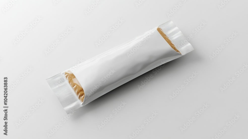 Minimalistic energy protein bar package design template laid flat on a clean, white surface for branding. Minimalistic energy protein bar package design template laid flat on a clean, white surface for branding.