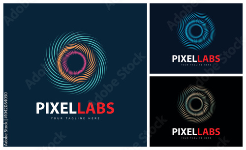 pixel labs modern pixel sign logo set template design
