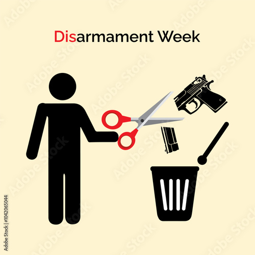 Disarmament Week, Disarmament Week October. Cutting the gun and throwing in dustbin.