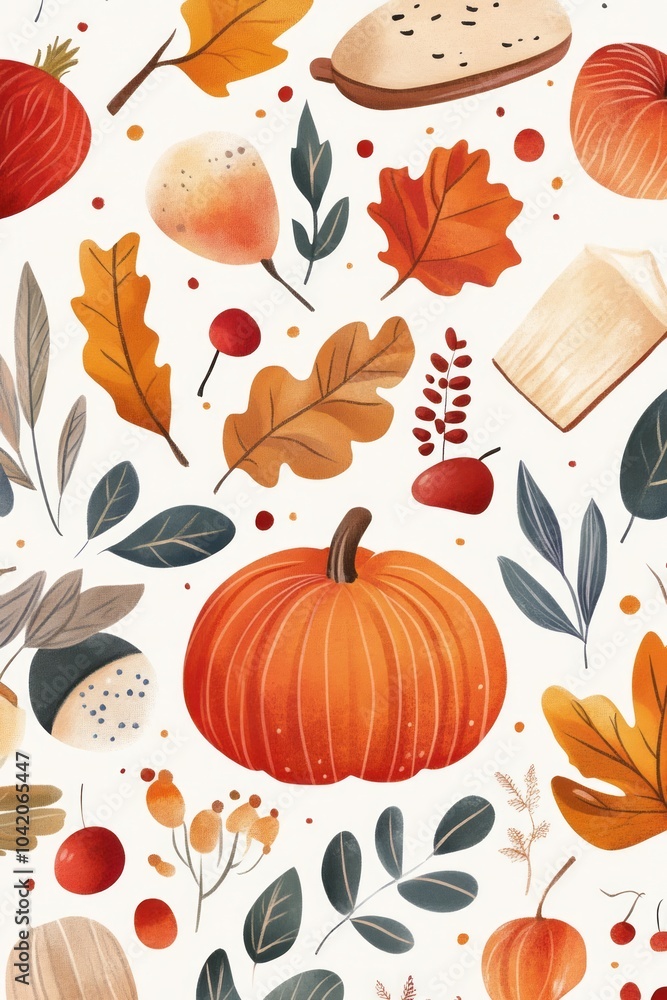 Autumn card featuring vibrant, colorful pumpkins and festive fall elements., Generative AI Autumn card featuring vibrant, colorful pumpkins and festive fall elements., Generative AI