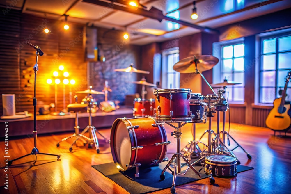Tilt-Shift Photography of a Drum Musical Instrument in a Studio Setting for Music Enthusiasts and Creatives Tilt-Shift Photography of a Drum Musical Instrument in a Studio Setting for Music Enthusiasts and Creatives