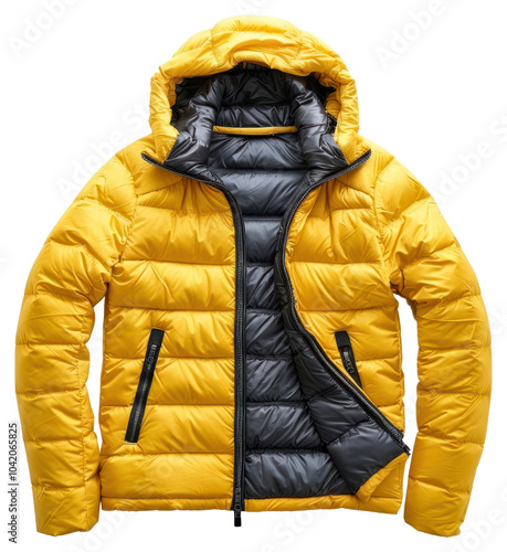 PNG Stylish yellow puffer jacket