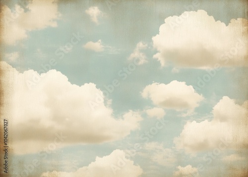 Vintage Sky with White Clouds 