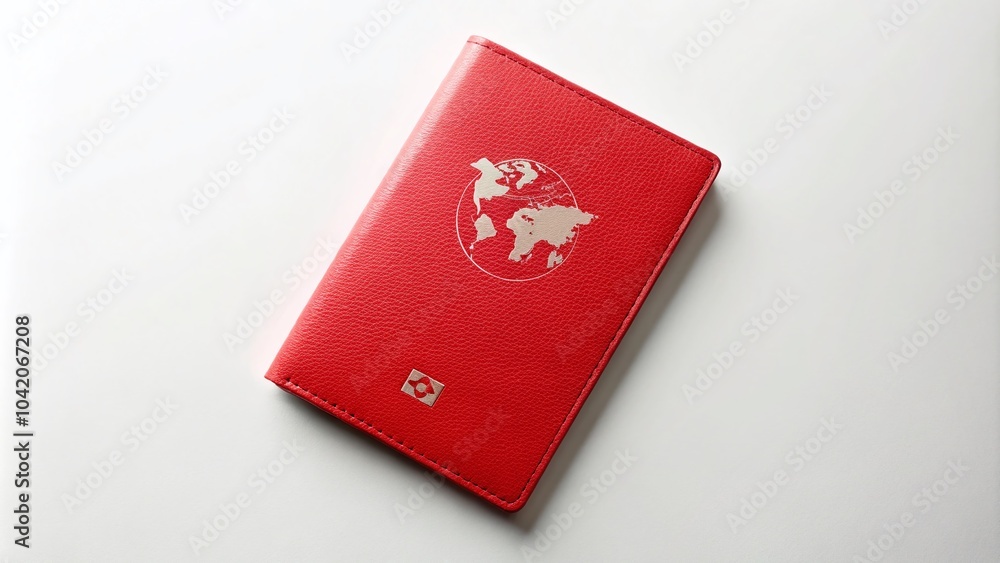 Top View of Red Passport Cover for International Travel on White Background - Template for Design and Mockup Top View of Red Passport Cover for International Travel on White Background - Template for Design and Mockup