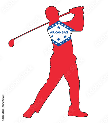 Arkansas State Golfer Swing Silhouette