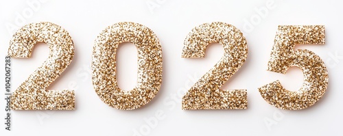 2025 in sparkling gold numbers, perfect for celebration themes and New Year events.