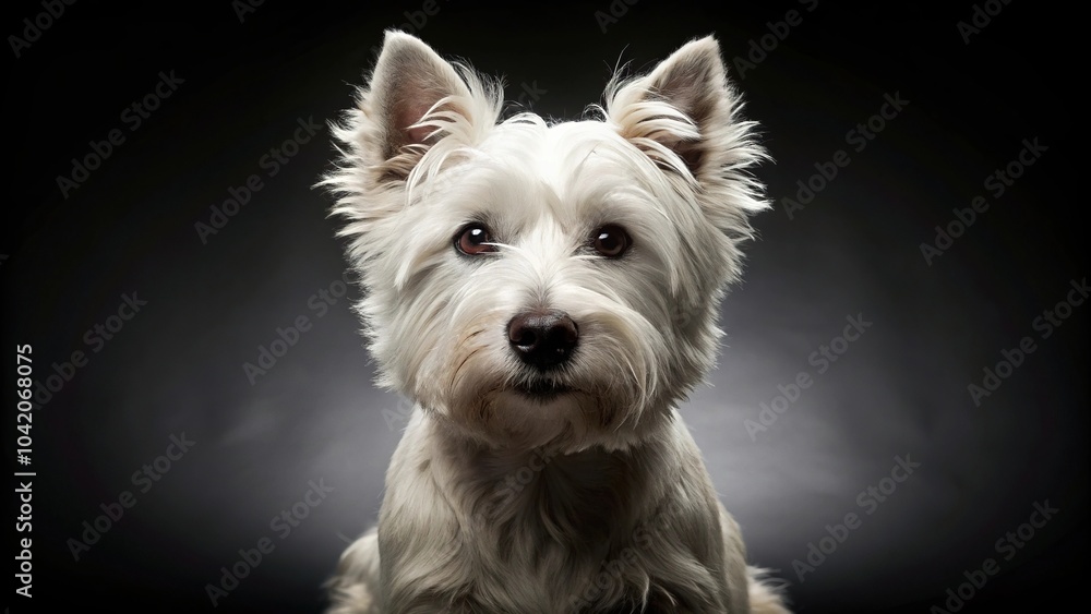 Comic style illustration of a wide-angle West Highland Terrier Comic style illustration of a wide-angle West Highland Terrier