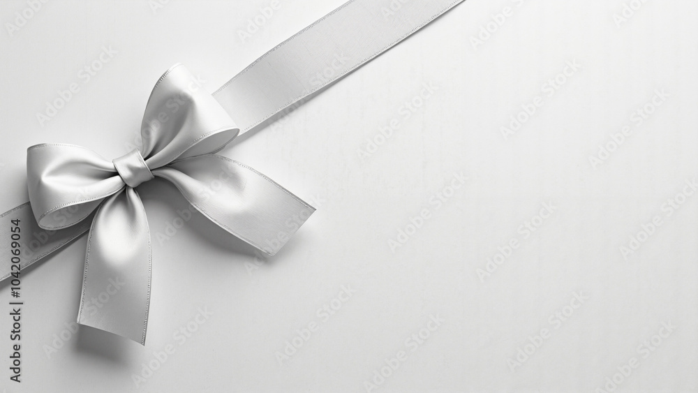 Elegant White Satin Ribbon Bow on Textured Paper: Perfect for Wedding Invitations and Luxury Stationery Design Elegant White Satin Ribbon Bow on Textured Paper: Perfect for Wedding Invitations and Luxury Stationery Design