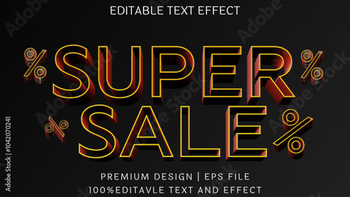 Super sale 3d editable vector text style effect.