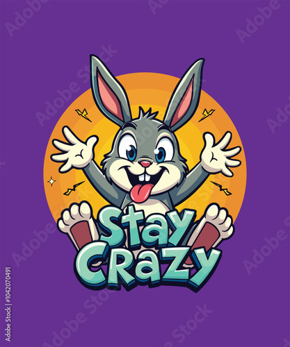 Stay Crazy Rabbit T-Shirt Design – Fun and Quirky Tee for Unique Style