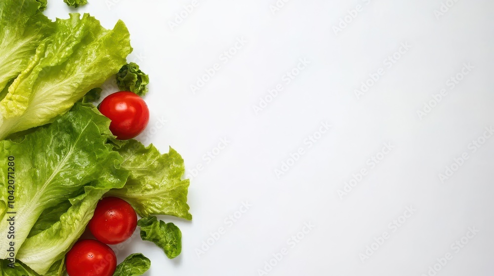 Fresh ingredients the perfect blend of crisp lettuce and juicy tomatoes for healthy meals Fresh ingredients the perfect blend of crisp lettuce and juicy tomatoes for healthy meals