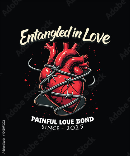 Entangled in Love Painful Love Bond T-Shirt Design for Heartbreak & Romance