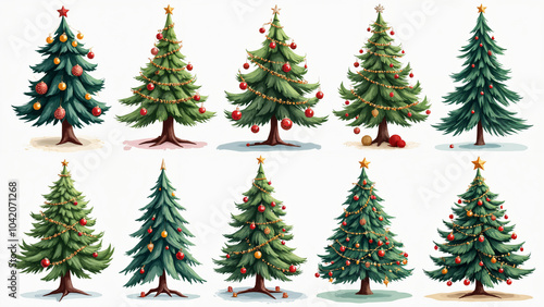 Charming Christmas Tree Illustrations: Festive Designs for Holiday Marketing and Seasonal Branding