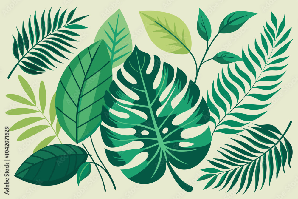Vector Tropical Leaves in Minimalist Style Vector Tropical Leaves in Minimalist Style