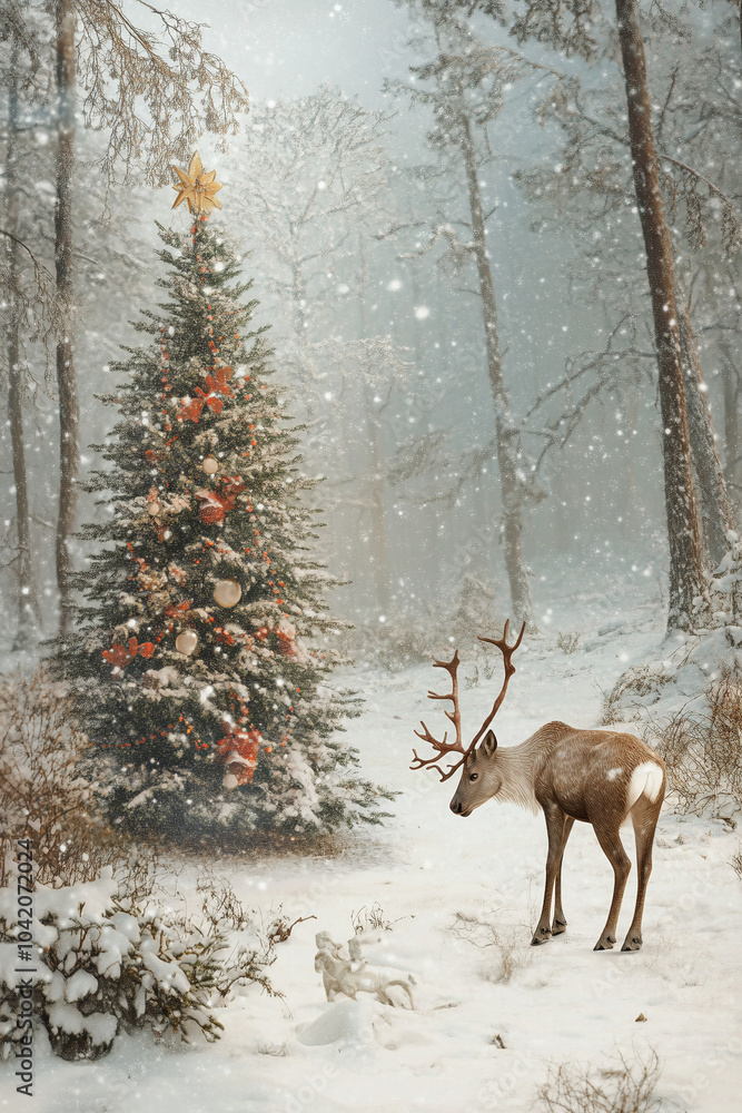 Fototapeta premium deer in winter