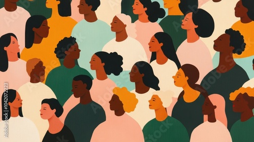 Colorful of diverse people in abstract style