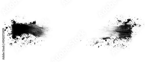 PNG Ultrawide Black Chunky Brush Stroke Border Elements Isolated On Transparent Background