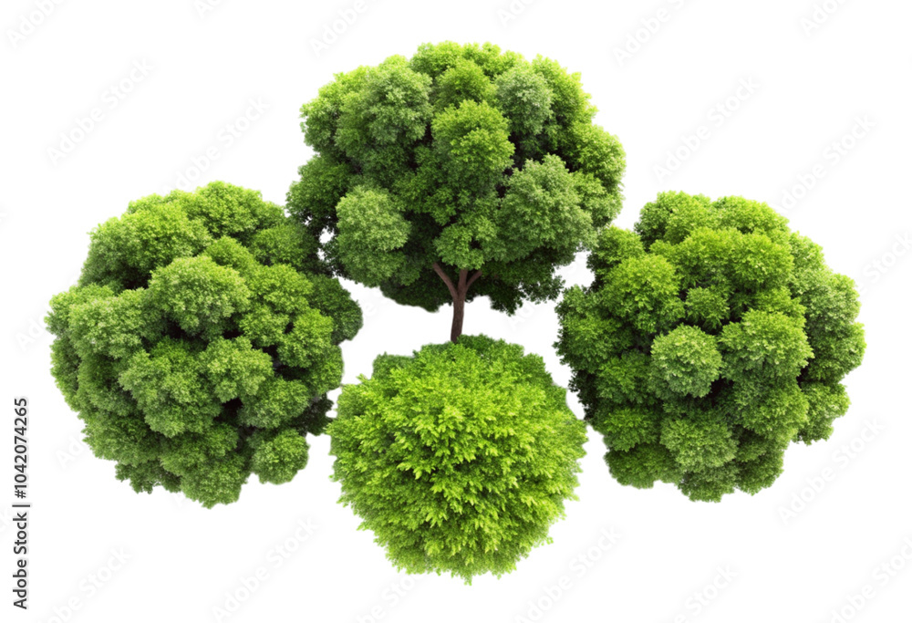 top view of three lush green trees with dense foli (2) png top view of three lush green trees with dense foli (2) png