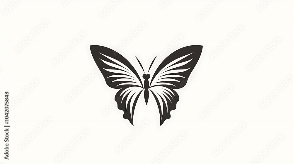 Elegant black butterfly design with intricate wing patterns, perfect for logo or vector art. This simple yet striking illustration captures beauty of nature Elegant black butterfly design with intricate wing patterns, perfect for logo or vector art. This simple yet striking illustration captures beauty of nature